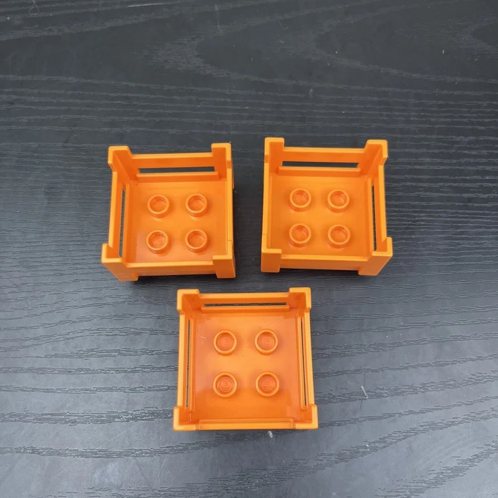 LEGO Duplo 6446 Crate Wooden Style Orange 4 x 4 lot of 3